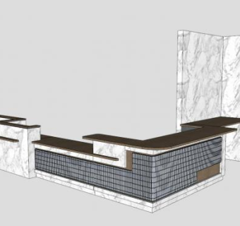 公司欧式简约大理石前台SU模型下载_sketchup草图大师SKP模型