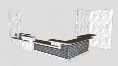 公司欧式简约大理石前台SU模型下载_sketchup草图大师SKP模型