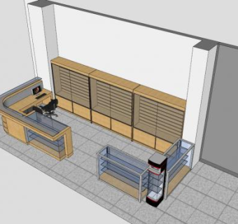 公司大厅办公空间前台SU模型下载_sketchup草图大师SKP模型