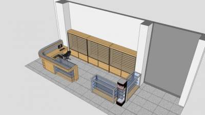 公司大厅办公空间前台SU模型下载_sketchup草图大师SKP模型