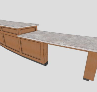 木质前台柜子SU模型下载_sketchup草图大师SKP模型