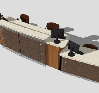 公司木质接待前台SU模型下载_sketchup草图大师SKP模型