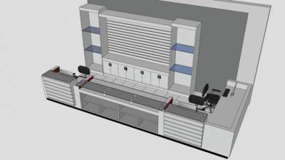 现代公司大厅前台柜子SU模型下载_sketchup草图大师SKP模型