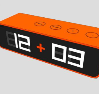 现代橙色时钟电子钟SU模型下载_sketchup草图大师SKP模型