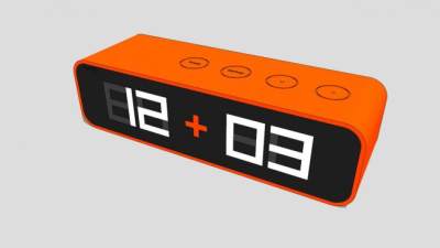 现代橙色时钟电子钟SU模型下载_sketchup草图大师SKP模型