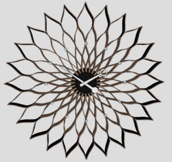 简约莲花木质挂钟SU模型下载_sketchup草图大师SKP模型