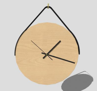 木质简约挂钟时钟SU模型下载_sketchup草图大师SKP模型