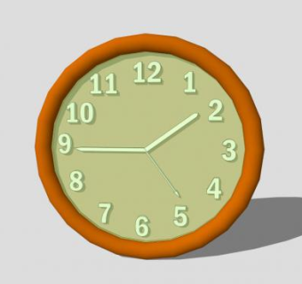 橙色时钟挂钟SU模型下载_sketchup草图大师SKP模型