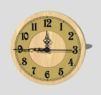 欧式轻奢木质挂钟时钟SU模型下载_sketchup草图大师SKP模型