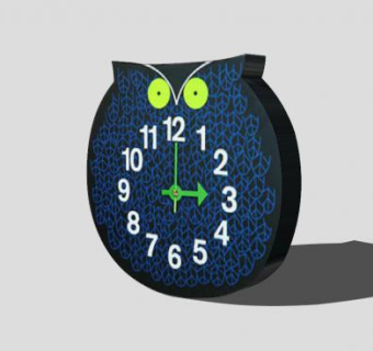 猫头鹰挂钟时钟SU模型下载_sketchup草图大师SKP模型