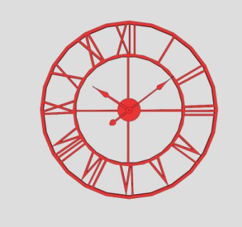 红色西式罗马数字时钟挂钟SU模型下载_sketchup草图大师SKP模型