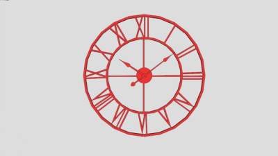 红色西式罗马数字时钟挂钟SU模型下载_sketchup草图大师SKP模型