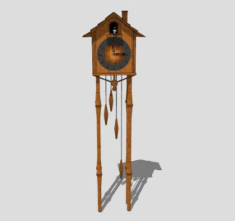 西式布谷鸟钟摆钟SU模型下载_sketchup草图大师SKP模型