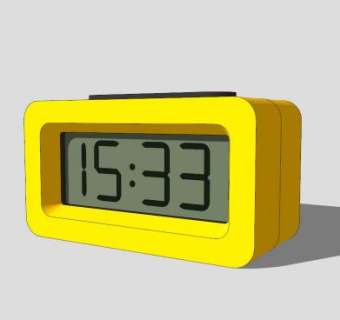 现代黄色数字电子钟SU模型下载_sketchup草图大师SKP模型