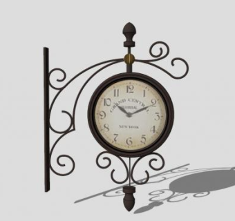 欧洲精美复古双面吊钟挂钟SU模型下载_sketchup草图大师SKP模型