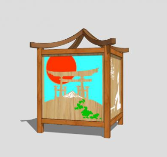 自然创意日式庭院灯SU模型下载_sketchup草图大师SKP模型