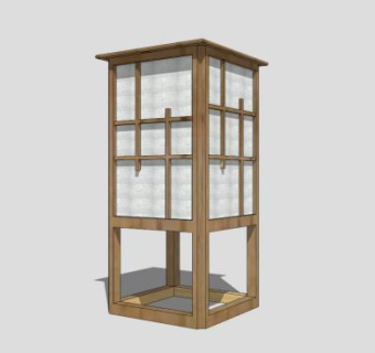 木质日式庭院景观灯SU模型下载_sketchup草图大师SKP模型