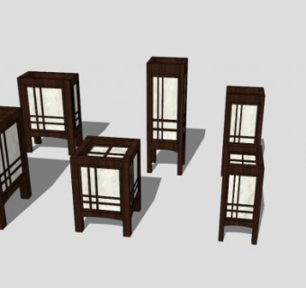多款日式黑色庭院景观灯SU模型下载_sketchup草图大师SKP模型