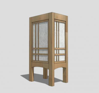木质日式庭院灯SU模型下载_sketchup草图大师SKP模型