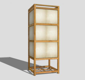 日式木质庭院景观灯SU模型下载_sketchup草图大师SKP模型