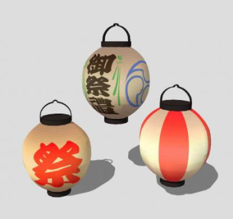 多款日本夏日祭灯笼SU模型下载_sketchup草图大师SKP模型