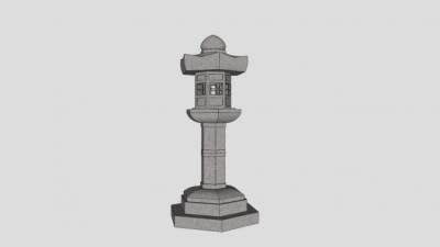 日式精美古典庭院石灯SU模型下载_sketchup草图大师SKP模型