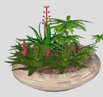花钵盆栽SU模型下载_sketchup草图大师SKP模型