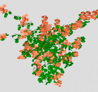 橙色三角梅植物SU模型下载_sketchup草图大师SKP模型