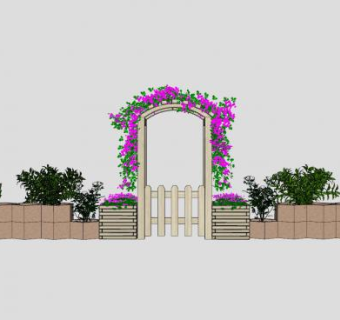 花园花箱花架拱门SU模型下载_sketchup草图大师SKP模型