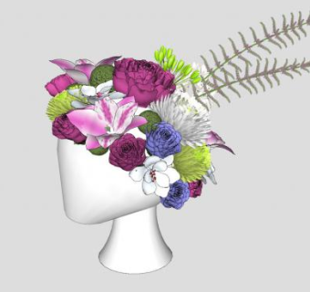 瓷头插花花瓶SU模型下载_sketchup草图大师SKP模型