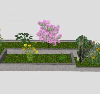 现代户外花圃SU模型下载_sketchup草图大师SKP模型