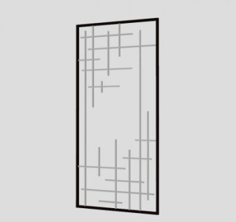 新中式木制隔断SU模型下载_sketchup草图大师SKP模型