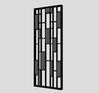 黑色时尚隔断屏风元素SU模型下载_sketchup草图大师SKP模型