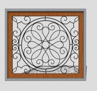 新中式铁艺隔断元素SU模型下载_sketchup草图大师SKP模型