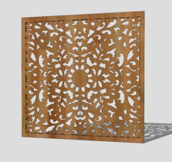 中式木质镂空隔断元素SU模型下载_sketchup草图大师SKP模型