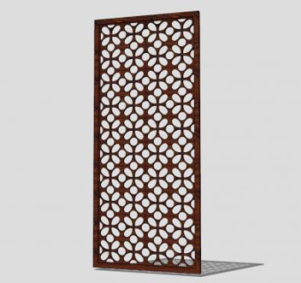 中式仿古镂空隔断元素SU模型下载_sketchup草图大师SKP模型