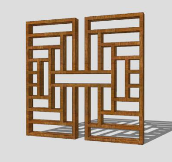 中式雕花隔断SU模型下载_sketchup草图大师SKP模型