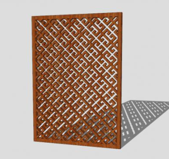 新中式雕花隔断SU模型下载_sketchup草图大师SKP模型