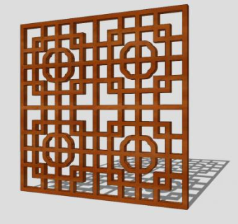 新中式镂空隔断SU模型下载_sketchup草图大师SKP模型
