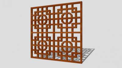 新中式镂空隔断SU模型下载_sketchup草图大师SKP模型