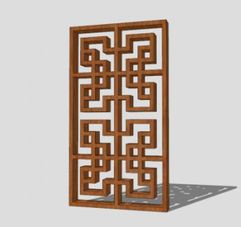 新中式木雕隔断SU模型下载_sketchup草图大师SKP模型