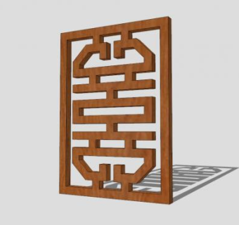 中式仿古木雕隔断SU模型下载_sketchup草图大师SKP模型