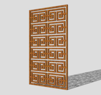 新中式木民俗雕屏风隔断SU模型下载_sketchup草图大师SKP模型