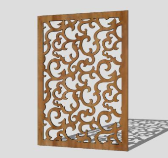 中式仿古花纹隔断元素SU模型下载_sketchup草图大师SKP模型