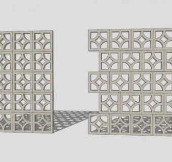 中式花雕隔断元素SU模型下载_sketchup草图大师SKP模型