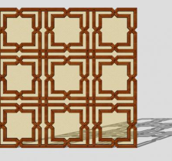 中式花纹图案隔断元素SU模型下载_sketchup草图大师SKP模型