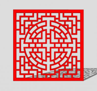 新中式花纹图案屏风隔断SU模型下载_sketchup草图大师SKP模型