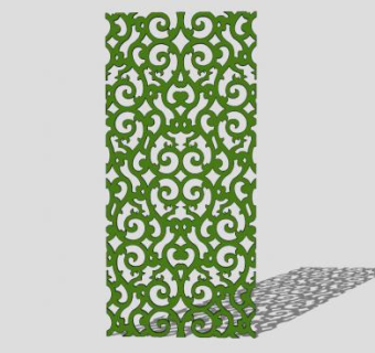 中式翡翠花纹镂空隔断SU模型下载_sketchup草图大师SKP模型