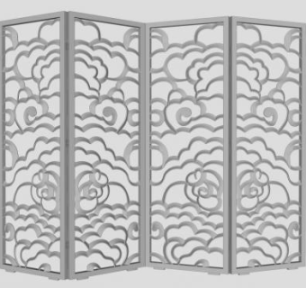 新中式镂空屏风SU模型下载_sketchup草图大师SKP模型