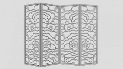 新中式镂空屏风SU模型下载_sketchup草图大师SKP模型